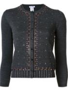 Oscar De La Renta Embellished Cardigan, Women's, Size: Small, Grey, Merino