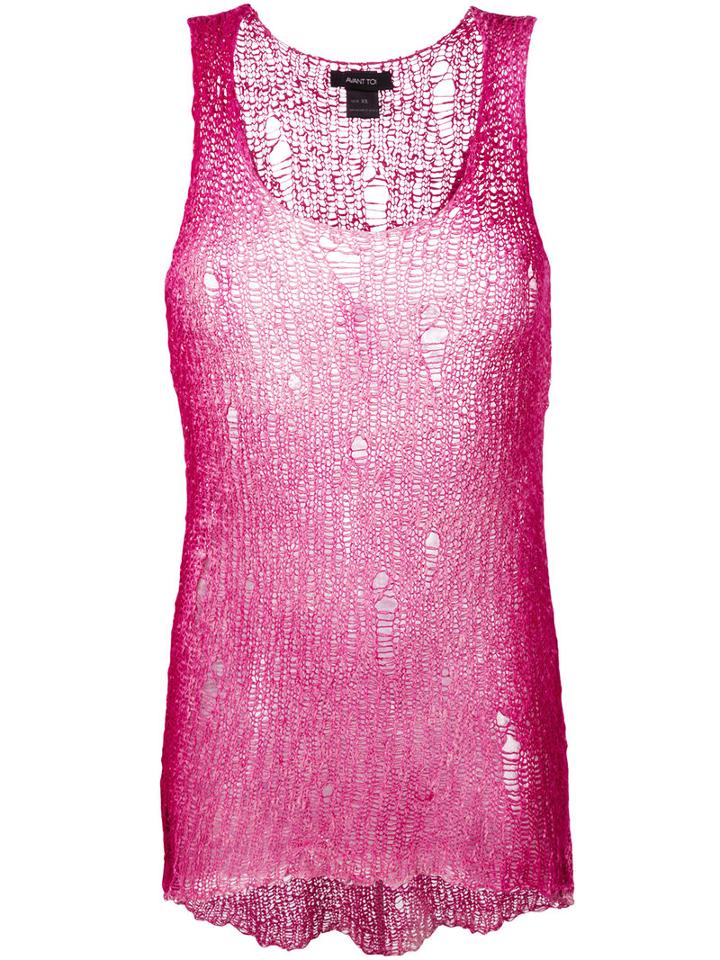 Avant Toi - Net Detail Top - Women - Silk/cotton - S, Pink/purple, Silk/cotton