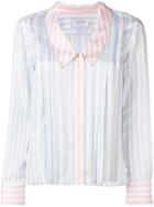 Thom Browne Fun-mix Stripe Drop Collar Silk Shirt - Blue