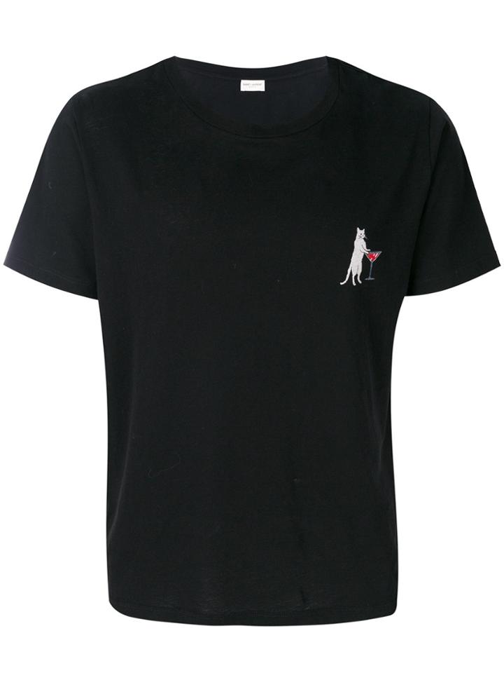 Saint Laurent Cat Martini Print T-shirt - Black