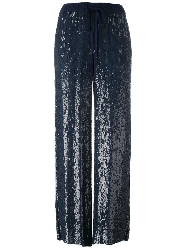 P.a.r.o.s.h. Sequins Flared Trousers, Women's, Size: Medium, Blue, Viscose/polyester