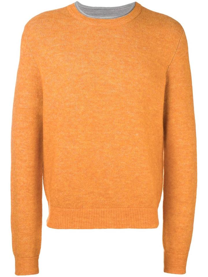 3.1 Phillip Lim Crew Neck Jumper, Men's, Size: Xl, Yellow/orange, Acrylic/nylon/wool