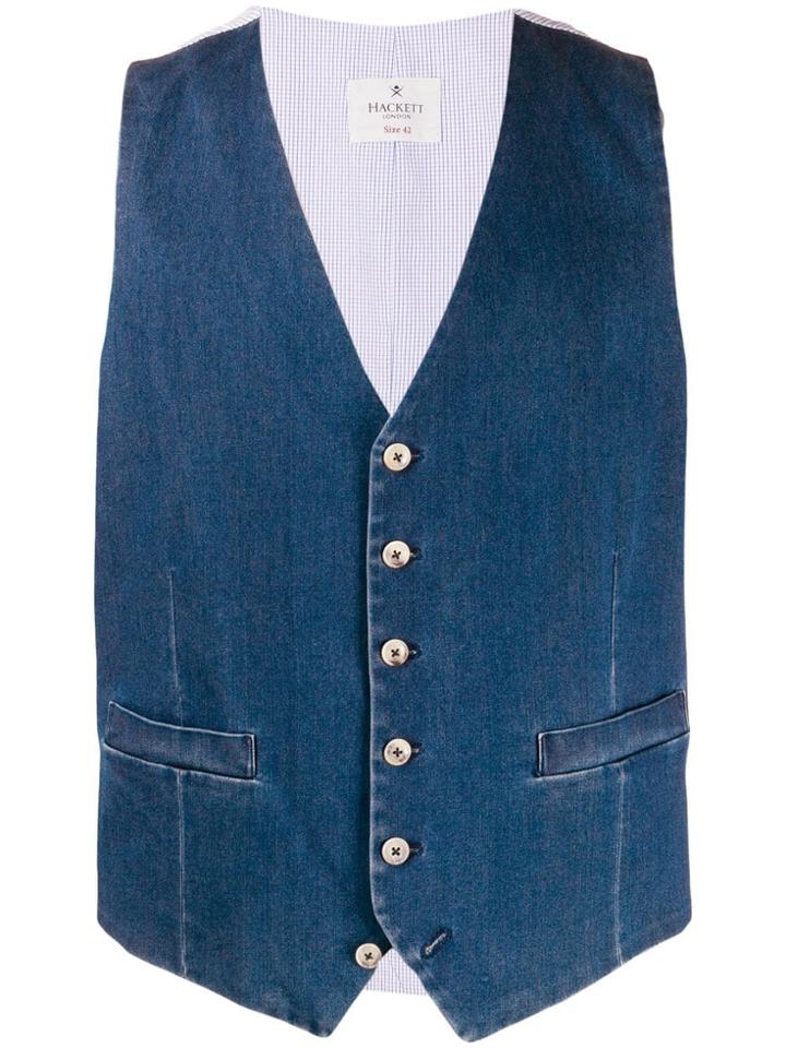 Hackett Washed Denim Waistcoat - Blue