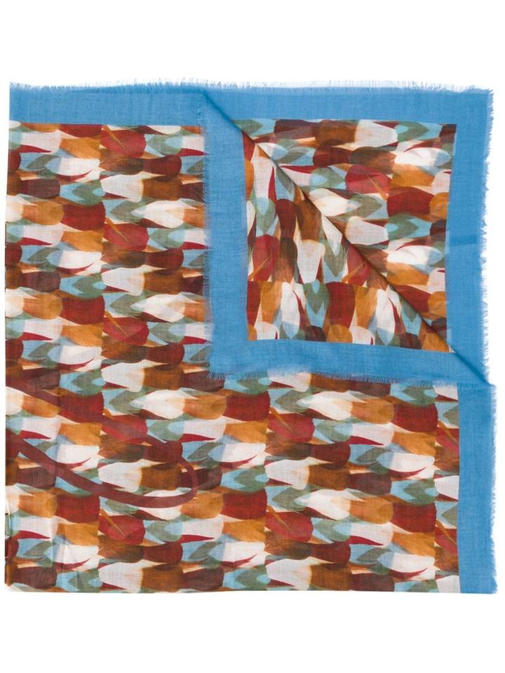 Mulberry Knitted Geometric Scarf - Blue