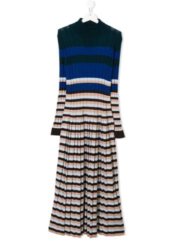 Marni Kids Teen Striped Knitted Dress - Blue