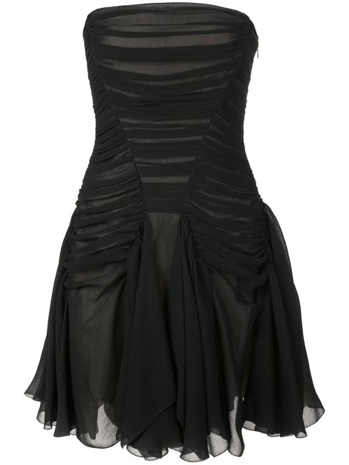 Vera Wang Ruched Strapless Mini Dress - Black