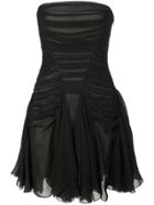 Vera Wang Ruched Strapless Mini Dress - Black
