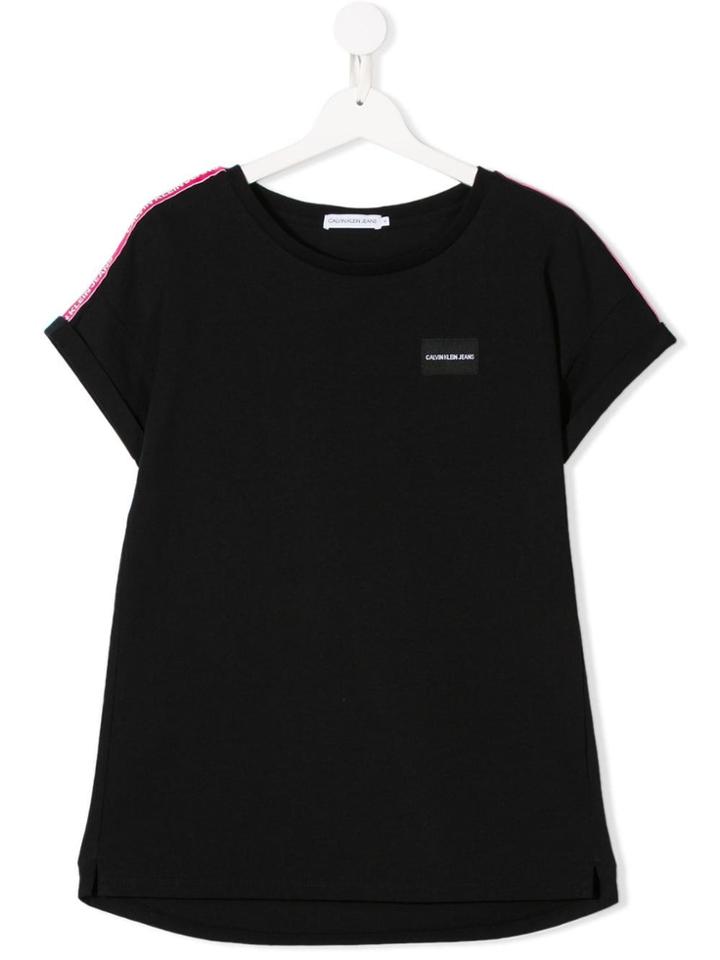 Calvin Klein Kids Teen Logo Stripe Top - Black