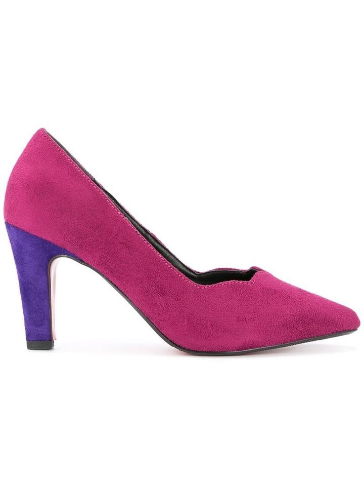 Loveless Contrast Heel Pumps - Pink