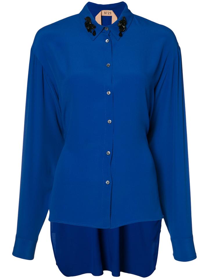 No21 Embellished Collar Shirt - Blue