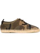 Saint Laurent Lace-up Espadrilles, Men's, Size: 42, Green, Calf Leather/leather/rubber