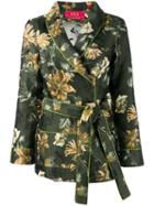 For Restless Sleepers Floral Pattern Wrap Blazer, Women's, Size: Small, Green, Polyester