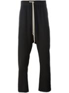 Rick Owens Drop Crotch Track Pants, Men's, Size: 46, Black, Cotton/virgin Wool