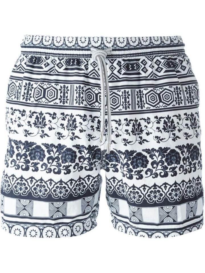 Capricode Printed Swim Shorts, Men's, Size: M, Blue, Nylon