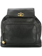 Chanel Vintage Logo Chain Drawstring Backpack - Black