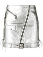 Manokhi Metallic Biker Skirt - Silver
