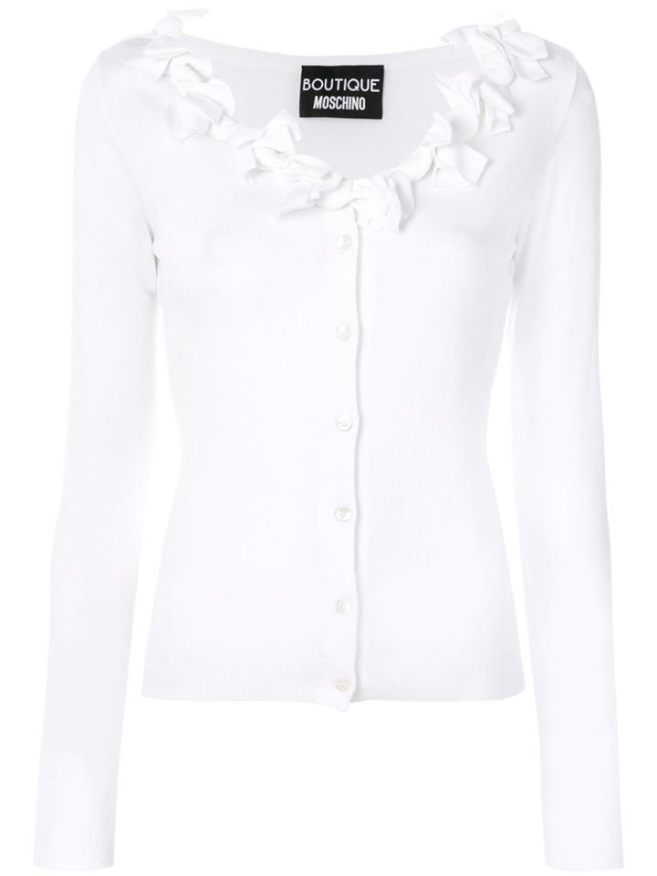Boutique Moschino Embellished Neckline Cardigan - White