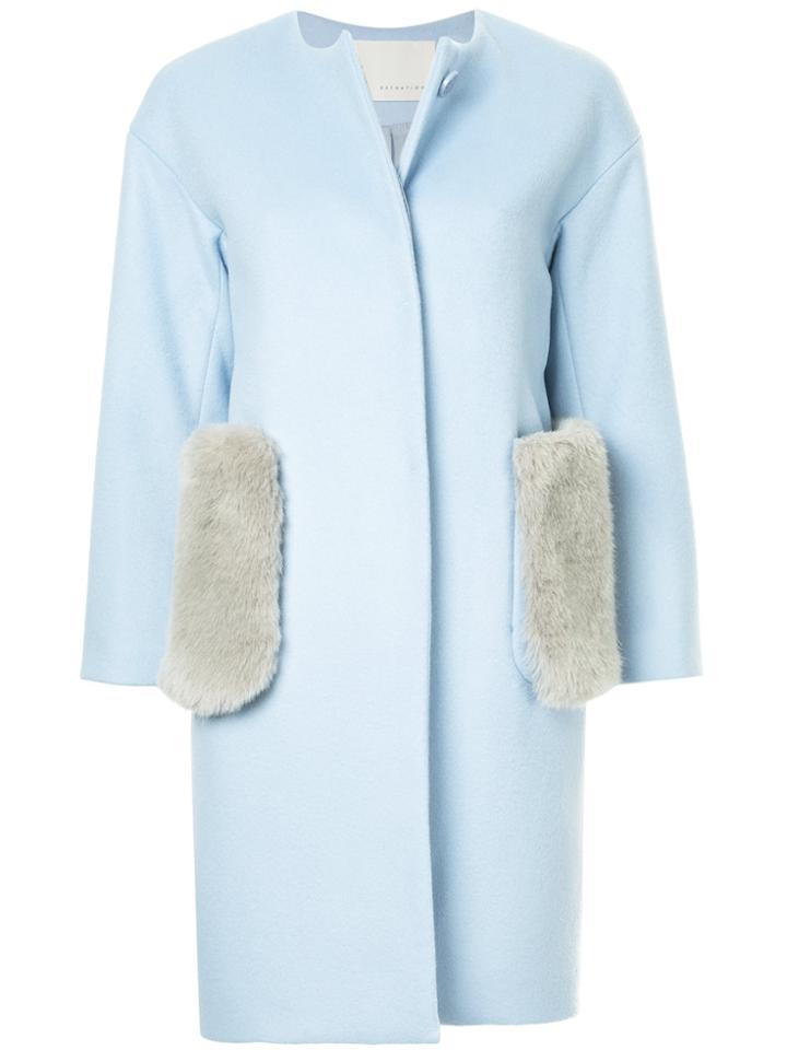 Estnation Fur Pockets Coat - Blue