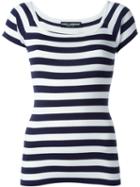 Dolce & Gabbana Striped Knit T-shirt, Women's, Size: 44, White, Silk
