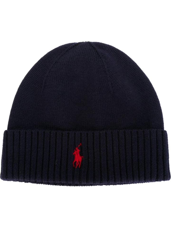 Polo Ralph Lauren Logo Embroidered Beanie, Men's, Blue, Merino