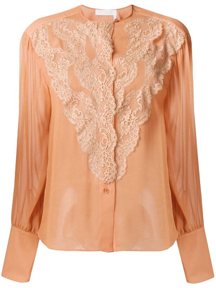 Chloé Scalloped Lace Blouse - Yellow & Orange