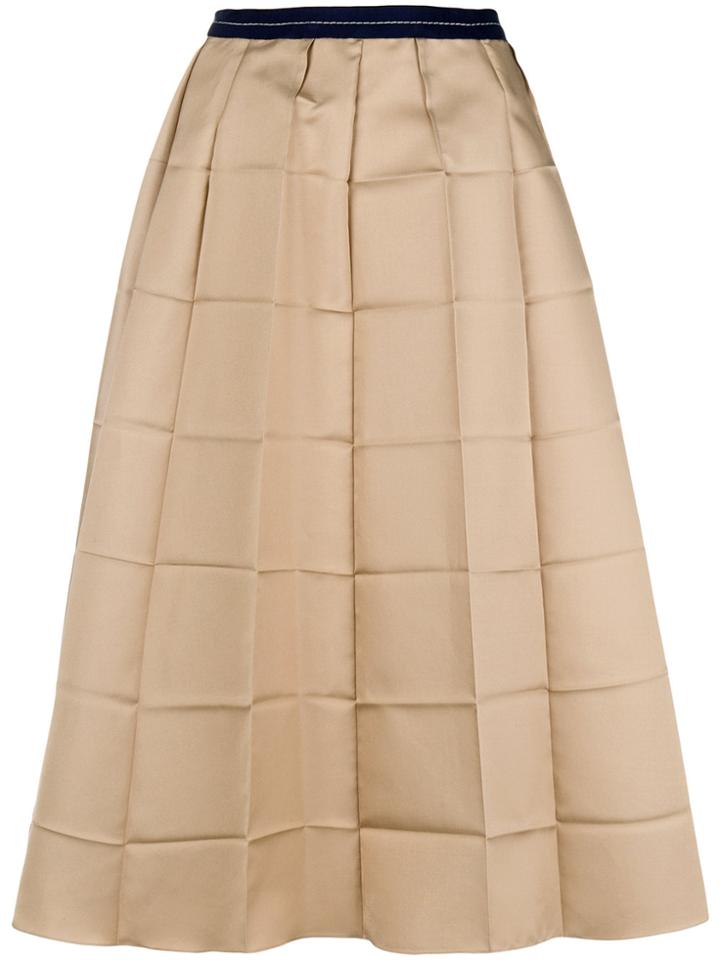 Marni Folded Check Skirt - Nude & Neutrals
