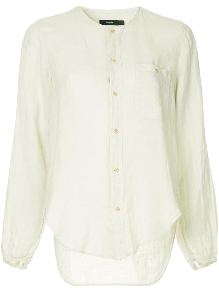 Bassike Collarless Plain Shirt - White