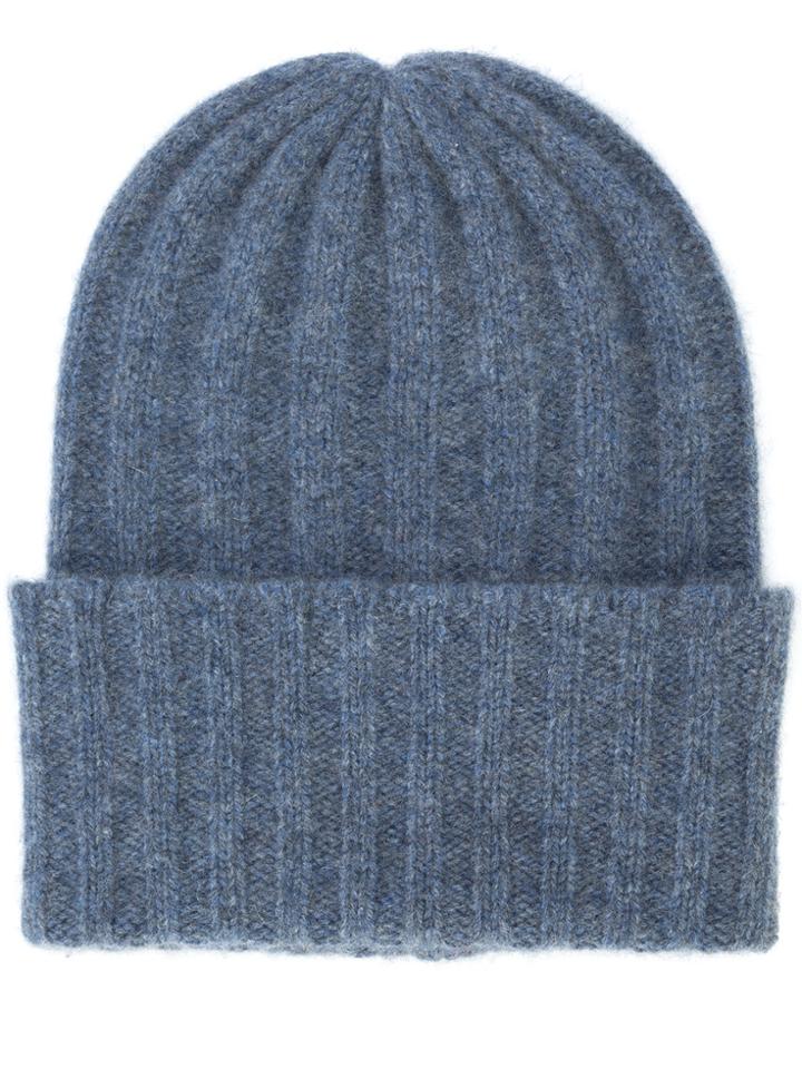 The Elder Statesman Rib Knit Beanie - Blue