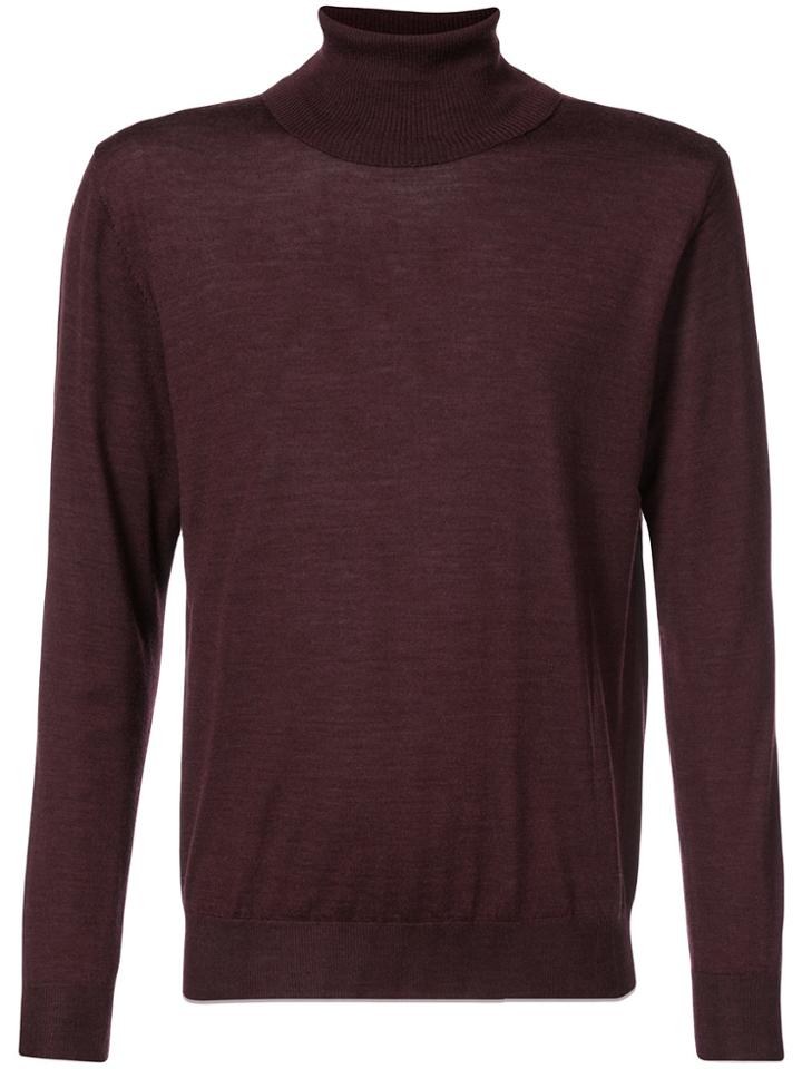 Eleventy Roll Neck Jumper - Red