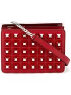 Fendi Pyramid Stud Shoulder Bag, Women's, Red, Calf Leather/metal (other)