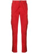 Stone Island Logo Patch Cargo Trousers - Red