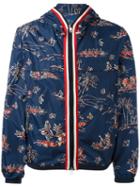 Moncler Hawaiian Print Jacket, Men's, Size: Iv, Blue, Polyamide