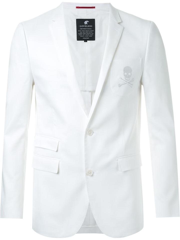 Loveless Skull Embroidery Two Button Blazer
