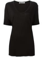 T By Alexander Wang Scoop Neck Loose Fit T-shirt, Women's, Size: S, Black, Rayon