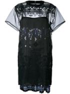 Sacai Tribal Lace Organza Dress, Women's, Size: 4, Black, Cotton/polyester