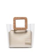 Staud Cream Shirley Mini Crocodile Embossed Leather Tote Bag -