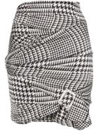 Alexandre Vauthier High-waisted Houndstooth Print Buckle Detail Wrap