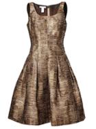 Oscar De La Renta Full Skirt Lurex Dress, Women's, Size: 6, Brown, Nylon/polyester/silk