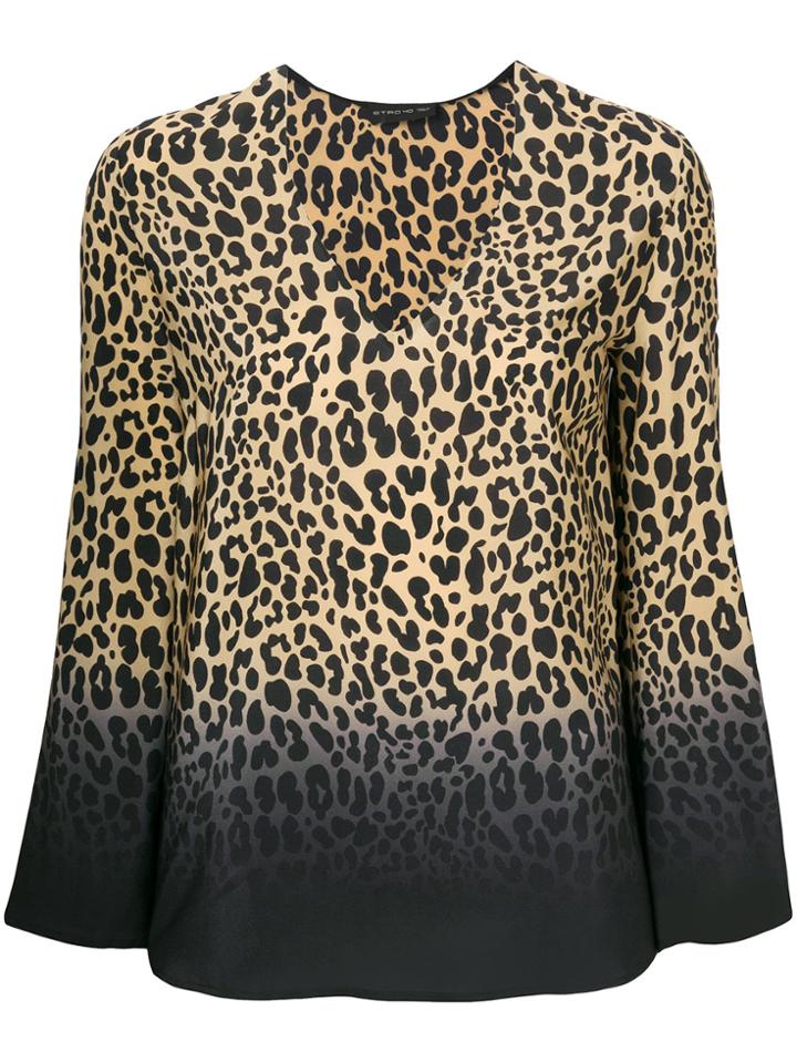 Etro V-neck Leopard Print Blouse - Brown