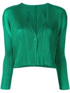 Pleats Please By Issey Miyake Cropped Ribbed Jacket - Green
