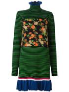 Msgm Floral Striped Dress - Multicolour