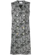 Three Floor Houndstooth Multi Panel Waistcoat - Black
