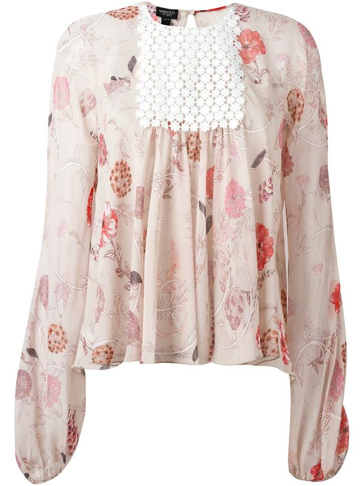 Giambattista Valli - Floral Print Chest Panel Blouse - Women - Silk/cotton/polyamide/polyester - 44, Pink/purple, Silk/cotton/polyamide/polyester