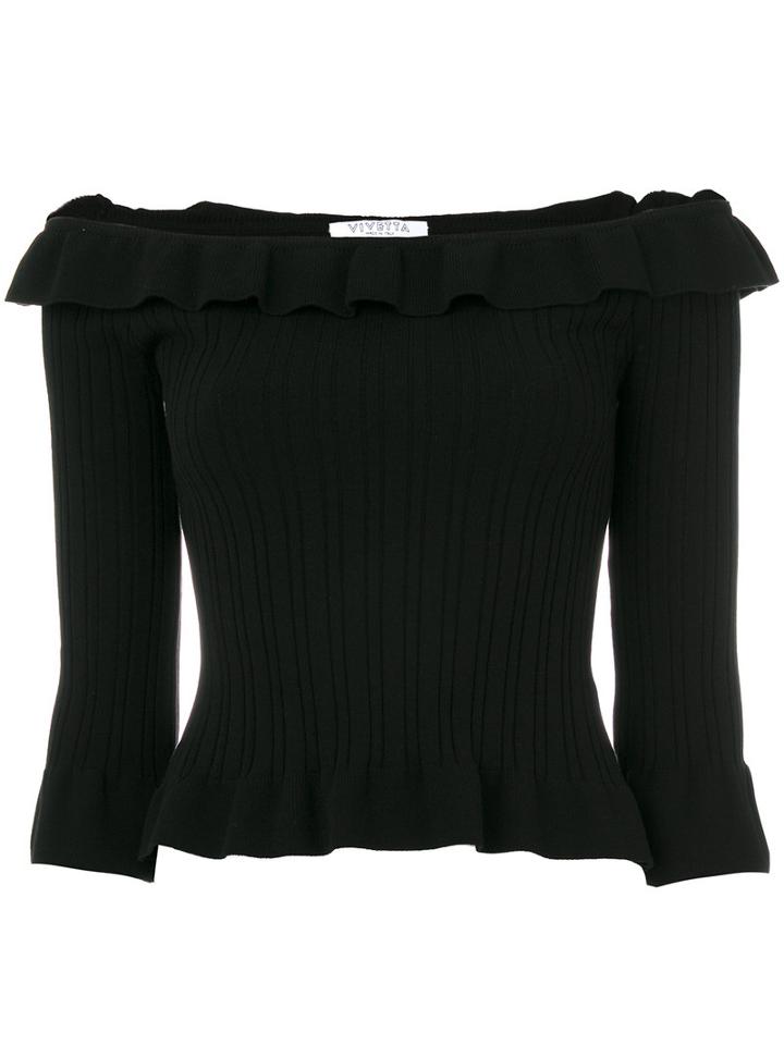 Vivetta - Wide Pleated Neck Top - Women - Polyester/viscose - 42, Black, Polyester/viscose