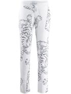 Juvia Printed Tapered Trousers - White