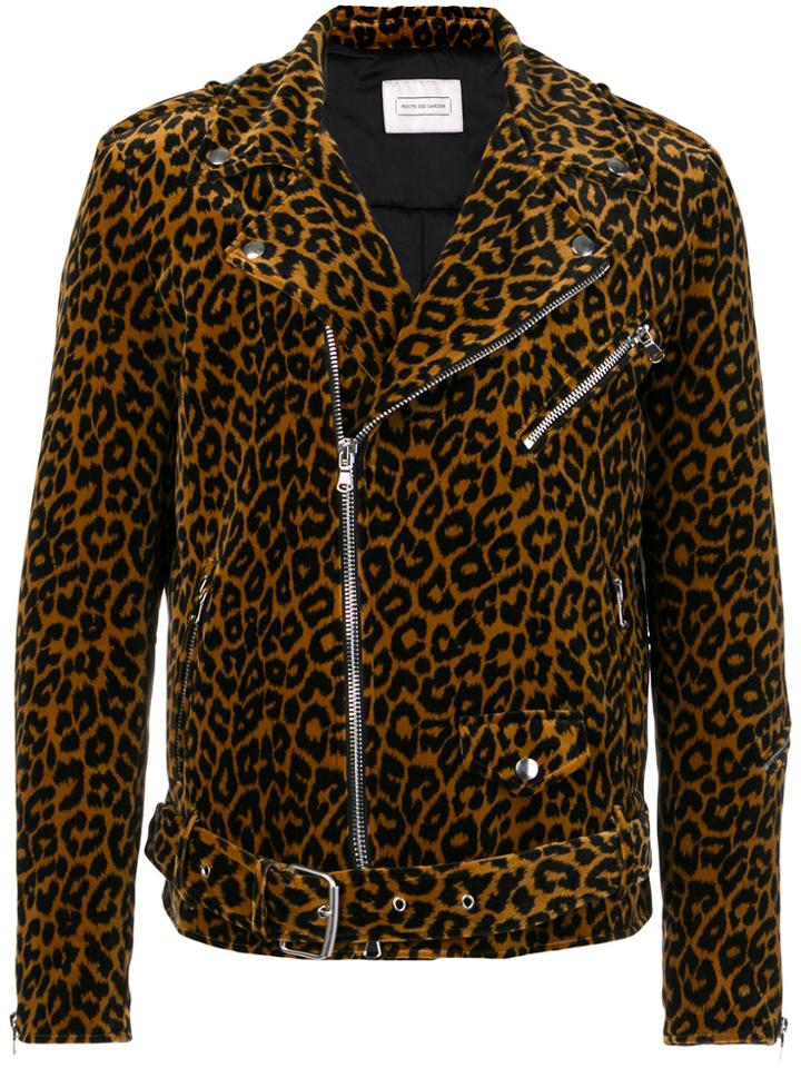 Route Des Garden Leopard Print Biker Jacket - Brown