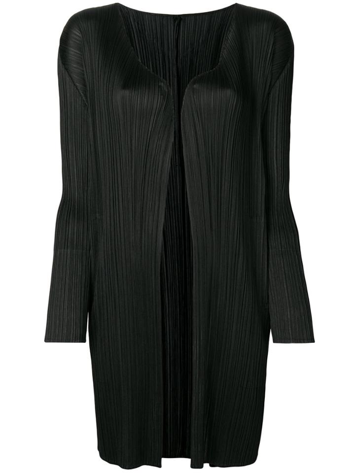 Pleats Please By Issey Miyake Longline Open-front Cardigan - Black