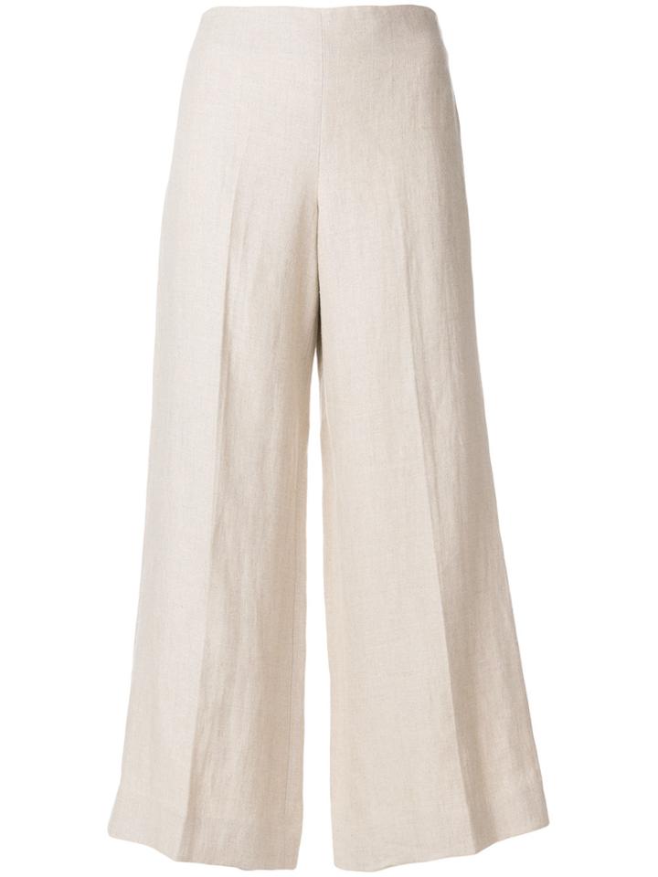 Theory Wide-legged Cropped Trousers - Nude & Neutrals