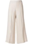 Theory Wide-legged Cropped Trousers - Nude & Neutrals