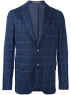 Eleventy Checked Blazer, Men's, Size: 48, Blue, Cotton/acetate/wool/pbt Elite